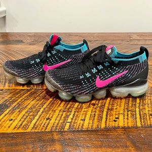 Nike Air VaporMax Flyknit 3 — Black/Hyper Pink/ Baltic Blue — Women’s Size 7